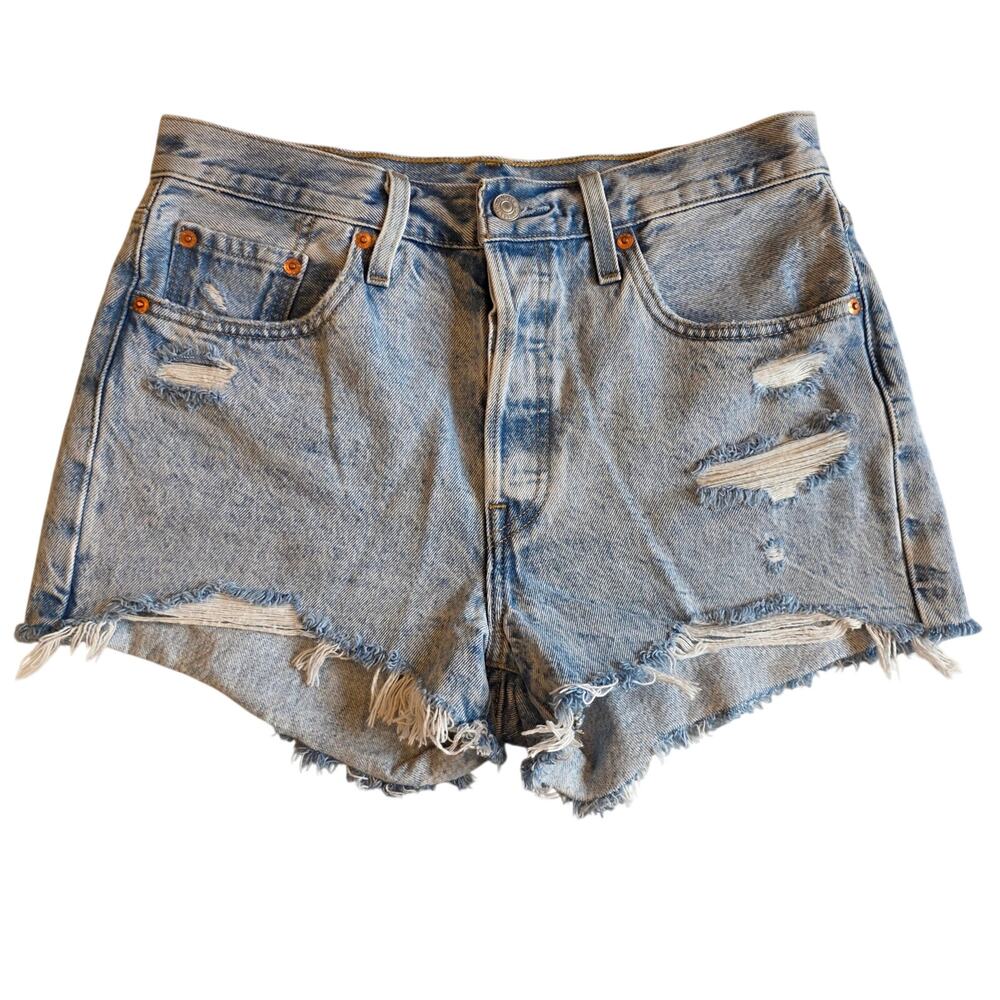 Levis Premium 501 Distressed Cutoff Denim Shorts‎ Light Wash 29 30